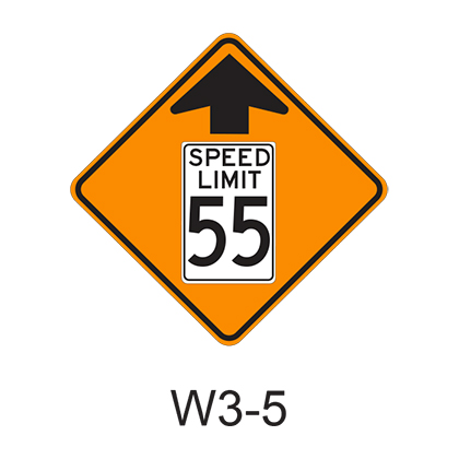 Reduced Speed Limit Ahead [symbol] W3-5
