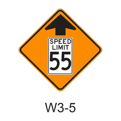 Reduced Speed Limit Ahead [symbol] W3-5