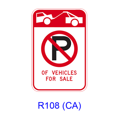 No Parking of Vehicles for Sale [symbol] R108(CA)
