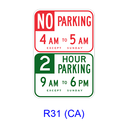 No Parking/Parking Specific Hours R31(CA) – RCR TRAFFIC