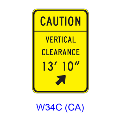 CAUTION VERTICAL CLEARANCE __' __" Arrow W34C(CA)