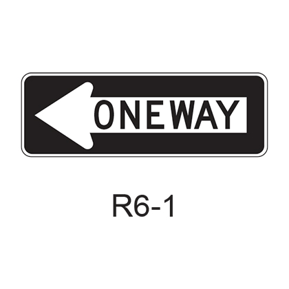 ONE WAY [white arrow w/ black legend & bkgrnd] R6-1 – RCR TRAFFIC